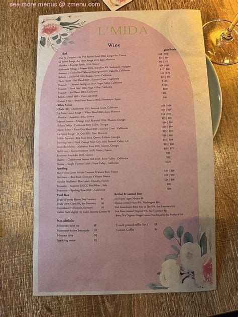 mida restaurant menu.